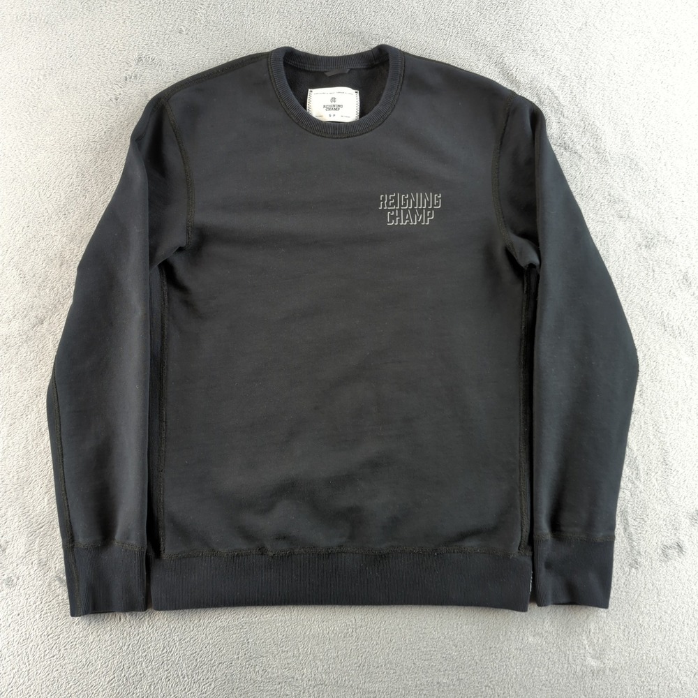 Reigning Champ Sweatshirt Mens Small Black Pullover Cotton Made in Canada Logo